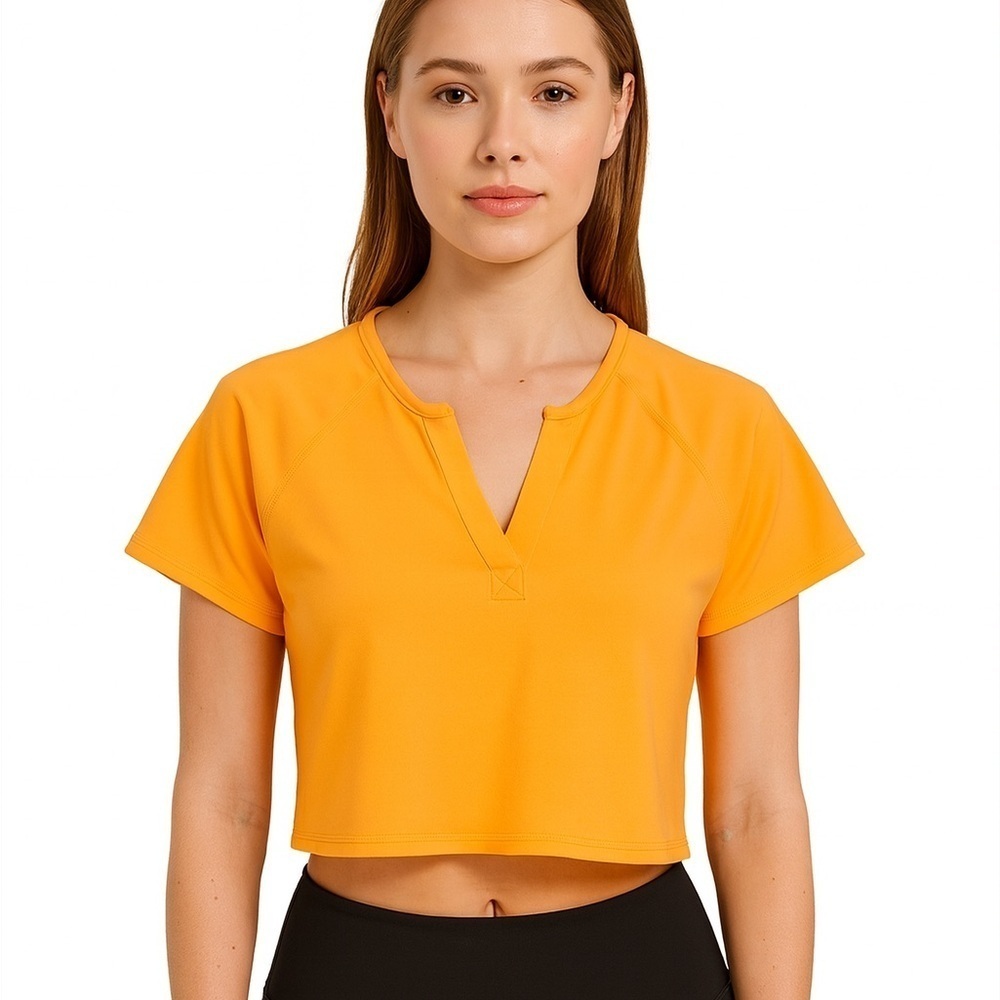 NWT Mono B Orange Cropped Short Sleeve Tee, Size Medium